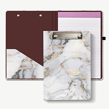 Hongri Mini Clipboard Folio with Refillable Lined Notepad A5 Clip Board