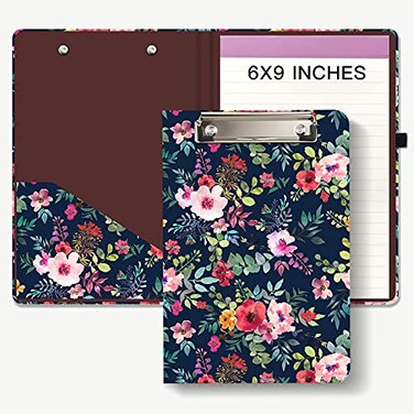 Hongri Mini Clipboard Folio with Refillable Lined Notepad A5 Clip Board