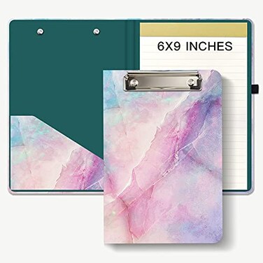 Hongri Mini Clipboard Folio with Refillable Lined Notepad A5 Clip Board