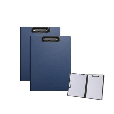 Rikyo 2 Pcs Folding ClipboardClipboard Foldable 9x125 Waterproof File Folder Clip BoardsA4 or A3 Size File Cover Folder Writing Clipboards with Two Metal ClipSupport Horizontal and Vertical Blue A4