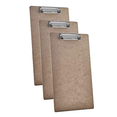 Acrimet Legal Size Clipboard 15 38 x 9 116 Low Profile Clip Hardboard FSC Certified Smooth Finish 3 Pack