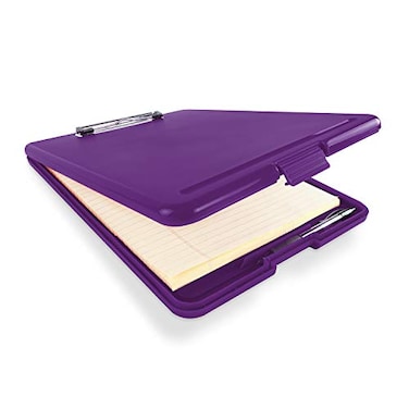 Super Z Clipboard with Storage Slim Folding for Nursing Teachers Coaches Office Plastic Heavy Duty with Pen Holder 95 x 135 Purple