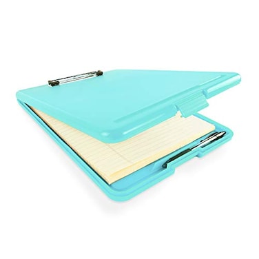 Super Z Clipboard with Storage Slim Folding for Nursing Teachers Coaches Office Plastic Heavy Duty with Pen Holder 95 x 135 Turquoise