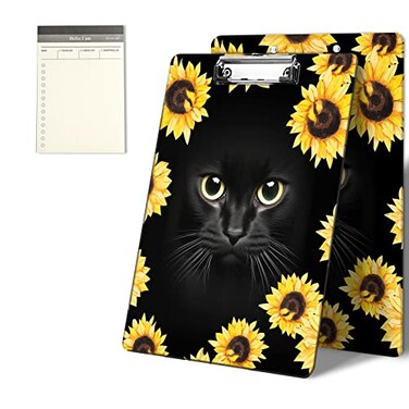 CGFGHHUY Clipboards Cute Sunflower Cat Pattern Design Clip Board 9 x 125 inch with Low Profile Metal ClipClipboard for Students Classroom OfficeWomen Menwith to do List Notepad