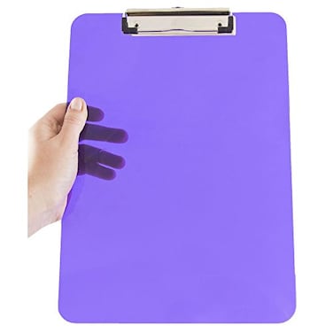JAM Paper JAM PAPER Plastic Clipboards with Low Profile Metal Clip Letter Size 9 x 125 Violet Purple Clip Board Sold Individually