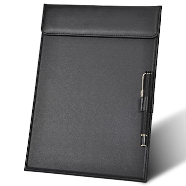 GORESE Leather Clipboard Black Clipboards with Pen Holder A4 Letter Size Clip Board for Nurses Smooth Writing Clipboard for Classroom Low Magnetic Profile Clip Boards for Kids Drawing Office 9 x 125