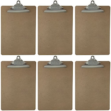 Trade Quest Letter Size Clipboard Standard Clip 9 x 125 Hardboard Pack of 6