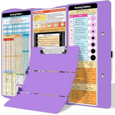 Trustnice Nursing Clipboard Foldable Clipboard Medical Nurse Edition Cheat Sheets Aluminum 3 Layers Foldable Clipboards Nursing Pocket Size Profile Clip Nurse Clipboards Notepad for Nurses Students an
