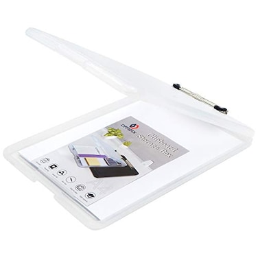 OFFIDIX Clipboard Storage Box Transparent Plastic Paper Clipboard Paper Holder Storage Clip Board Ideal for School Home and Office Use