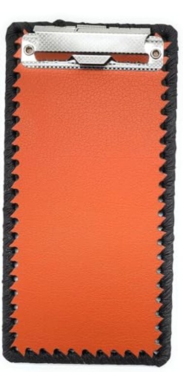 DORIMI Orange Leather Coated Clipboard Bill Credit Card Receipts Memo Holder Pad For Restaurants Stores Office 43 X 82