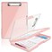 SFLHHDM Clipboard with StorageHeavy Duty Clip Boards 85x11 with 2 Storage CaseClear Visible Panel Storage ClipboardsSide Opening Nursing Clipboard Folder for Office SuppliesPale Pink
