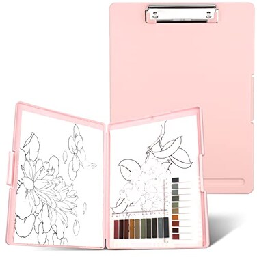 SFLHHDM Clipboards with Storage Storage Clipboard with Low Profile Clip A4 Binder Clipboard Folder Waterproof Nursing Clipboard Smooth Writing Clip Board Office Supplies Side OpeningPink