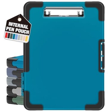Sooez Toughest Clipboard with Storage Internal Pen Pouch Included Letter A4 Size Shockproof Heavy Duty Plastic Clip Boards 85x11 High Capacity Clipboards Box Case for Contractor Trucker Driver