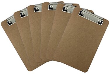 Trade Quest Memo Size 6 x 9 Clipboard Low Profile Clip Hardboard Pack of 6