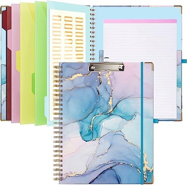 Lateefah Clipboard with Storage File Folders with Pockets Nursing Clipboard with Label Stickers and Notepad Spiral Clip Board with Pen Loop for School Office Supplies