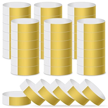 MIAHART Paper Wristbands for Events 300 Pcs Gold Waterproof Party Arm Bands for Lightweight Concert Use