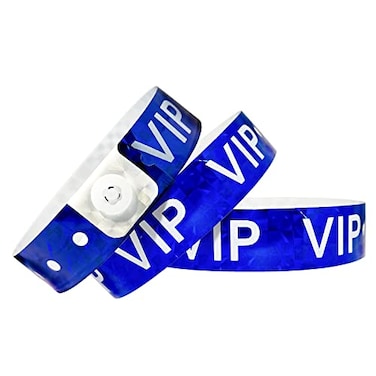 OUCHAN Ouchan Holographic VIP Plastic Wristbands Blue 100 Pack Vinyl Wristbands for Events Parties