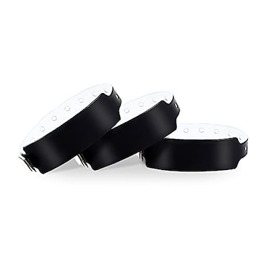 WRISTALL Wristall Black Plastic Wristbands 100 Pack Colored Vinyl Bracelets for Events Concerts Parties Waterproof Custom Arm Bands