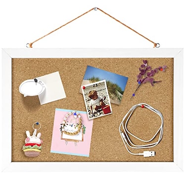 FEBSNOW Cork Board Bulletin Board 12 x 78 Inches with Rectangle White Frame Hanging Pin for Walls Office Message Board or Vision Board Decoration