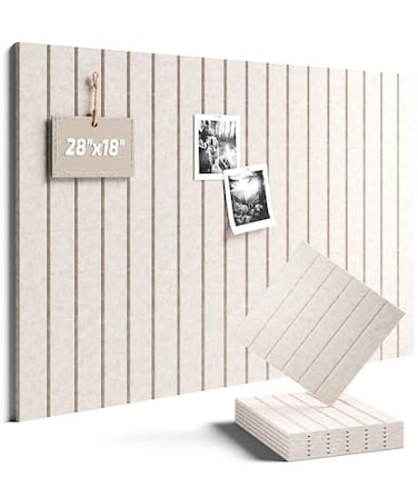 Fluxynara Felt Bulletin Board Tiles 28x18 with 40 Adhesive Tabs Cork Board Alternative for Office Decor Push Pin Board Wall Organizer 6Pack Oatmeal