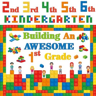 gisgfim Building Blocks Bulletin Board Decorations Classroom Building an Awesome Grade Cutouts Back to School Trim Bulletin Board Border for Elementary School Chalkboard Supplies Wall Decor