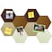 HULAVO 8 Pcs Hexagon Felt Cork Bulletin Board Tiles Self Adhesive DIY Bulletin Board Pin Board for Office School Home Wall Decor Memos Photos Display Gradual Brown