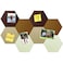 HULAVO 8 Pcs Hexagon Felt Cork Bulletin Board Tiles Self Adhesive DIY Bulletin Board Pin Board for Office School Home Wall Decor Memos Photos Display Gradual Brown