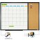 JILoffice Magnetic Calendar Whiteboard Bulletin Corkboard Combination Combo Board 28 x 20 Inch Black Aluminum Frame Wall Mounted Board for Office Home and School with 10 Push Pins
