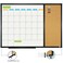 JILoffice Magnetic Calendar Whiteboard Bulletin Corkboard Combination Combo Board 28 x 20 Inch Black Aluminum Frame Wall Mounted Board for Office Home and School with 10 Push Pins