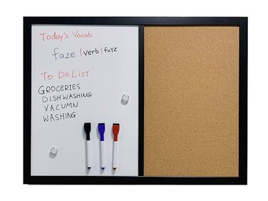 MURIWAI Combination Board Magnetic Dry Erase Board Corkboard24x18 Combo Board Black Frame