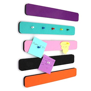 Omitfu Felt Bulletin Board Bar Strip 05 Inch Thick SelfAdhesive Pin Board Bar 13 Inch in Length with 14 Pushpins 5 Colors Bars
