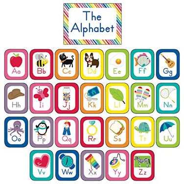 Schoolgirl Style Decorative Just Teach Alphabet Cards Bulletin Board Set 110392Multi