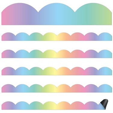 Tellegloww 24 Pcs Rainbow Pastel Magnetic Borders for Classroom Bulletin Board Borders Magnetic Whiteboard Classroom Strips for Office Chalkboard Decoration