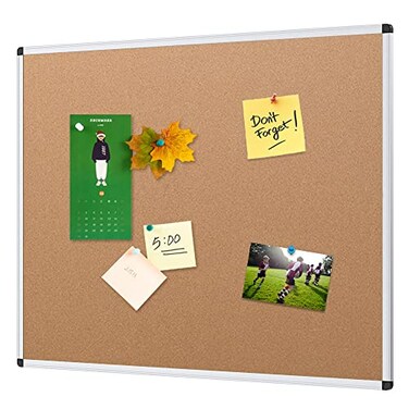 VIZ-PRO VIZPRO Cork Notice Board 48 X 36 Inches Cork Bulletin Board with Silver Aluminium Frame