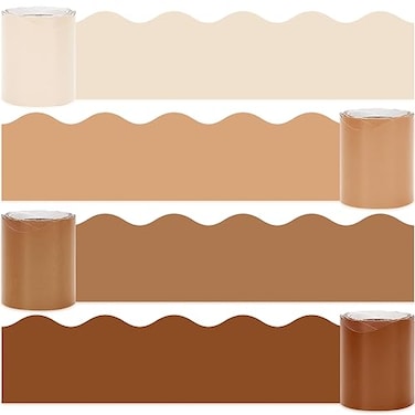Whaline 656 Ft Brown Bulletin Board Borders 4 Rolls Brown Series DieCut Board Trim for Back to School Classroom Office Chalkboard