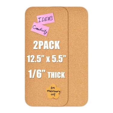 YCCYYCCY 2 PCS 12555 SelfAdhesive Cork Board 4mm Thick Cork Boards for Walls 1 Pack 12555 Bulletin Board Cork Board Tiles for Office Home School 4MM2PC