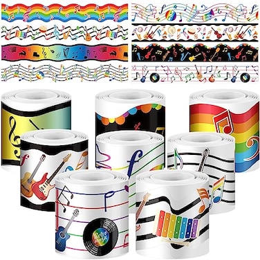 Yeaqee 8 Roll 131 ft Musical Notes Bulletin Board Borders Decorations Back to School Self Stick Music Bulletin Trim Music Bulletin Board Classroom Bulletin for Music Room Wall Door Decor