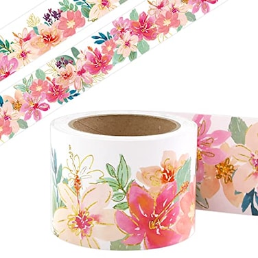 Fancy Land Summer Floral Bulletin Board Border Two Sided Printed 36 Feet Roll Tropical Flower Summer Border for Classroom Back to School Decoration