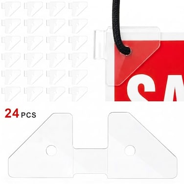 Ctosree 24 Pcs Banner Grommet Tabs Banner Clips Hanging Heavy Duty Adhesive Hanger for Posters Signs Hanging Retail Display Supplies
