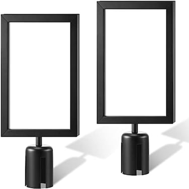 Jecery 2 Pcs Stanchion Sign Holder Double Sided Frame Sign with Protective Cover Fits 83 x 117 Inch Paper Size Top Stand Poster Display for Crowd Control Commercial Queue Sentry Stanchions
