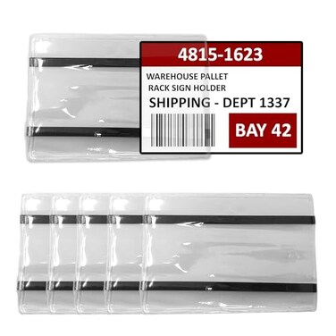 STORE FIXTURES Pallet Rack Sign Holder Kit Clear Vinyl Pouch with Magnet for 4 H x 6 L Cards 10 Pack