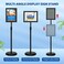 VAIIGO 2Pack 85x11 Inch Adjustable Pedestal Poster Sign Stand Heavy Duty Floor Standing Sign Holder Stand Aluminum Snap Open Frame for Vertical and Horizontal View Sign DisplayedBlack