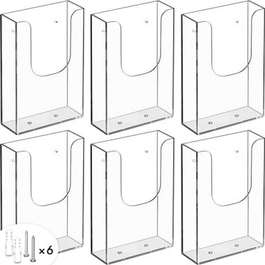 MaxGear Brochure Holder 4x9 Inch Acrylic Wall Mount Pamphlet Flyer Holder Clear Plastic Organizer for TriFold Brochures and Marketing Literature 6 Pack