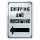WAKE UP Shipping and Receiving Sign Left Arrow Directional Black Mounting Holes 10 by 14