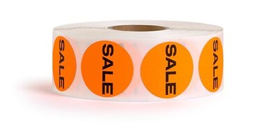 Sutter Signs 1000 pcs Sale Stickers for Retail Store Bright Orange Garage Yard Sales