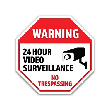 OGO Wholesale 2Pack Warning 24 Hour Video Surveillance No Trespassing Vinyl Decal Sticker Sign 5Inch Premium Quality Vinyl Decal Laminated with UV Protective Laminate OS2746