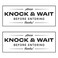 Sutter Signs 2pk Please Knock Sign for Door Sticker Please Knock Wait Before Entering Door Sign Decals 5 x 2 White