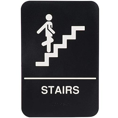 AborenCo ADA Stairs Commercial Sign Door Plate with Braille for Business Restaurant 9 x 6