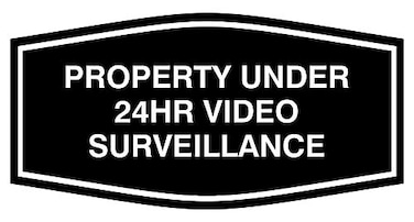 All Quality Fancy Property Under 24Hr Video Surveillance Sign Property Security Sign with Easy Installation 247 Security Monitoring Black Large 1 Pack
