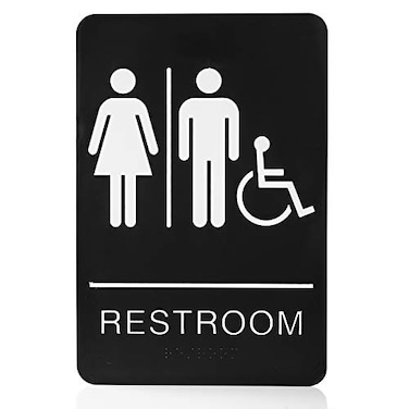 Bebarley SelfStick ADA Braille Unisex Restroom SignsBathroom Signs with Double Sided 3M Tape for Office or Business Bathroom and Toilet Door or Wall Decor 9X6
